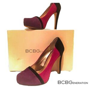 BCBGeneration Color-block suede pumps, Sz 7 1/2